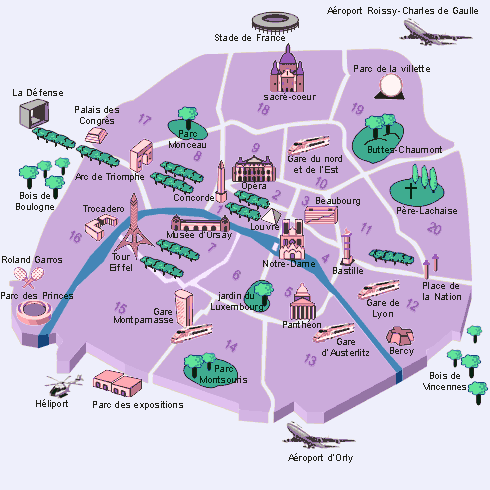map of paris monuments