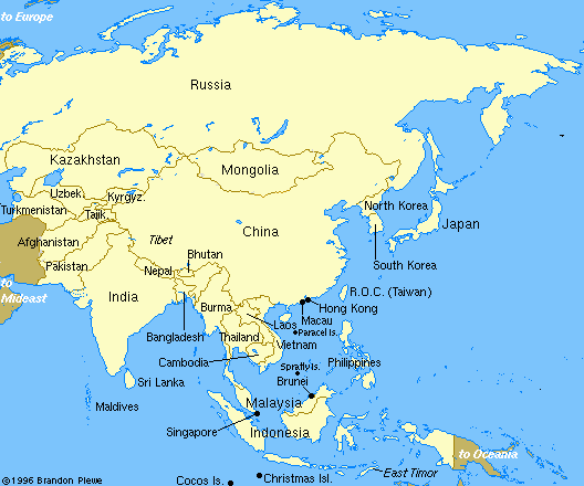 map of asia countries and capitals. Northern and Southeastern Asia