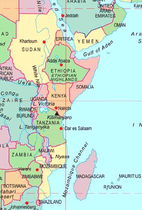 map of african countries with capitals. Eastern Africa Capitals and