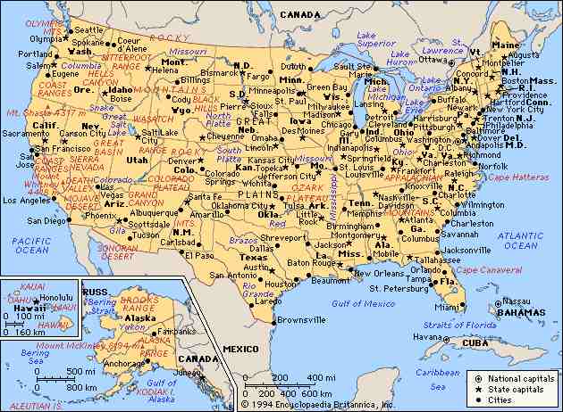 Usa Map With Major Cities